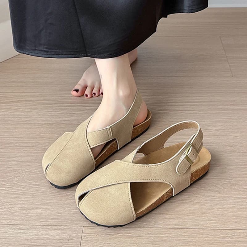 Home Vintage Flat Sandal Slipper Woman Cloud Flip Flop Beach House Shoe Platform Slides Ladies Outdoor Retro PU Leather Roman