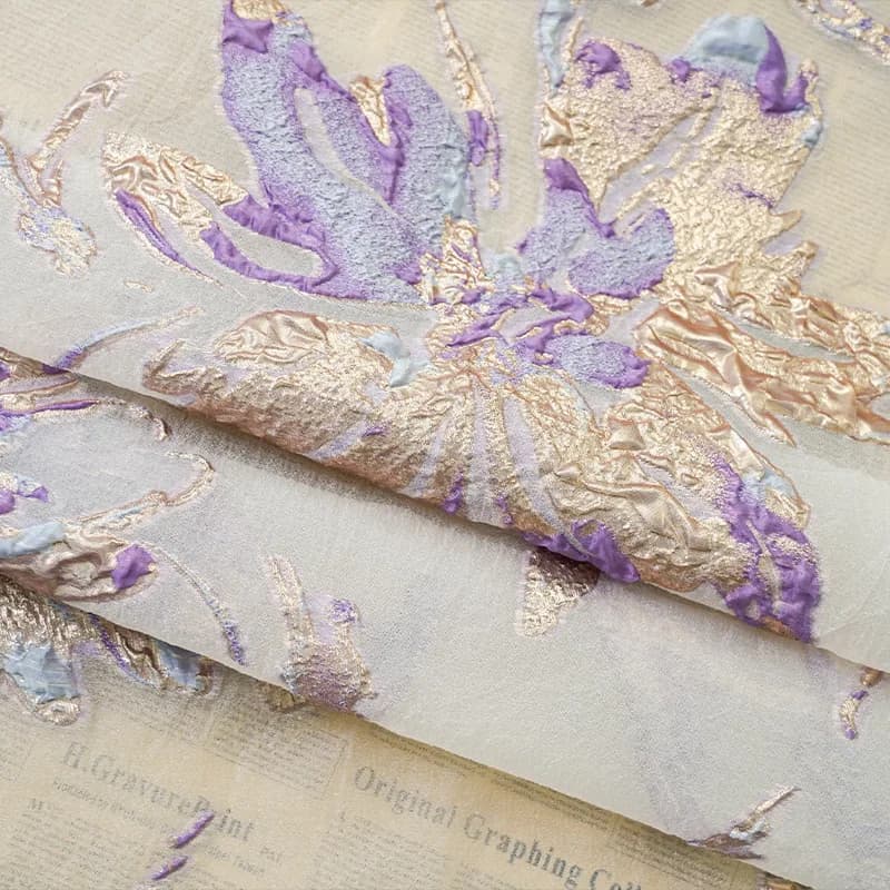 Tessuto in organza jacquard stile europeo Primavera Estate Abito da sera in filo d'oro trasparente Materiale fai da te Abito formale Tessili di lusso