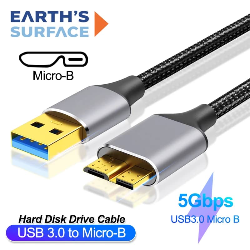 Cavo USB 3.0 Micro per Disco Rigido Esterno, Cavo per Sincronizzazione Dati Veloce 5Gbps, Cavo USB Tipo A a Micro B per SSD SATA, Compatibile con Samsung PC
