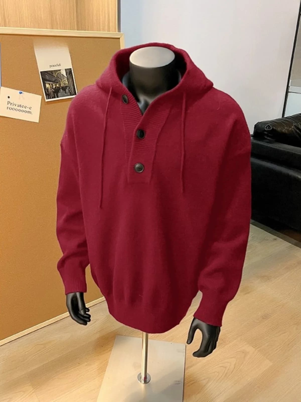 American Style Heavyweight Red Hoodie Men's Loose Lazy Style Casual Knitted Sweater Trendy Brand High-End Feelings Coat