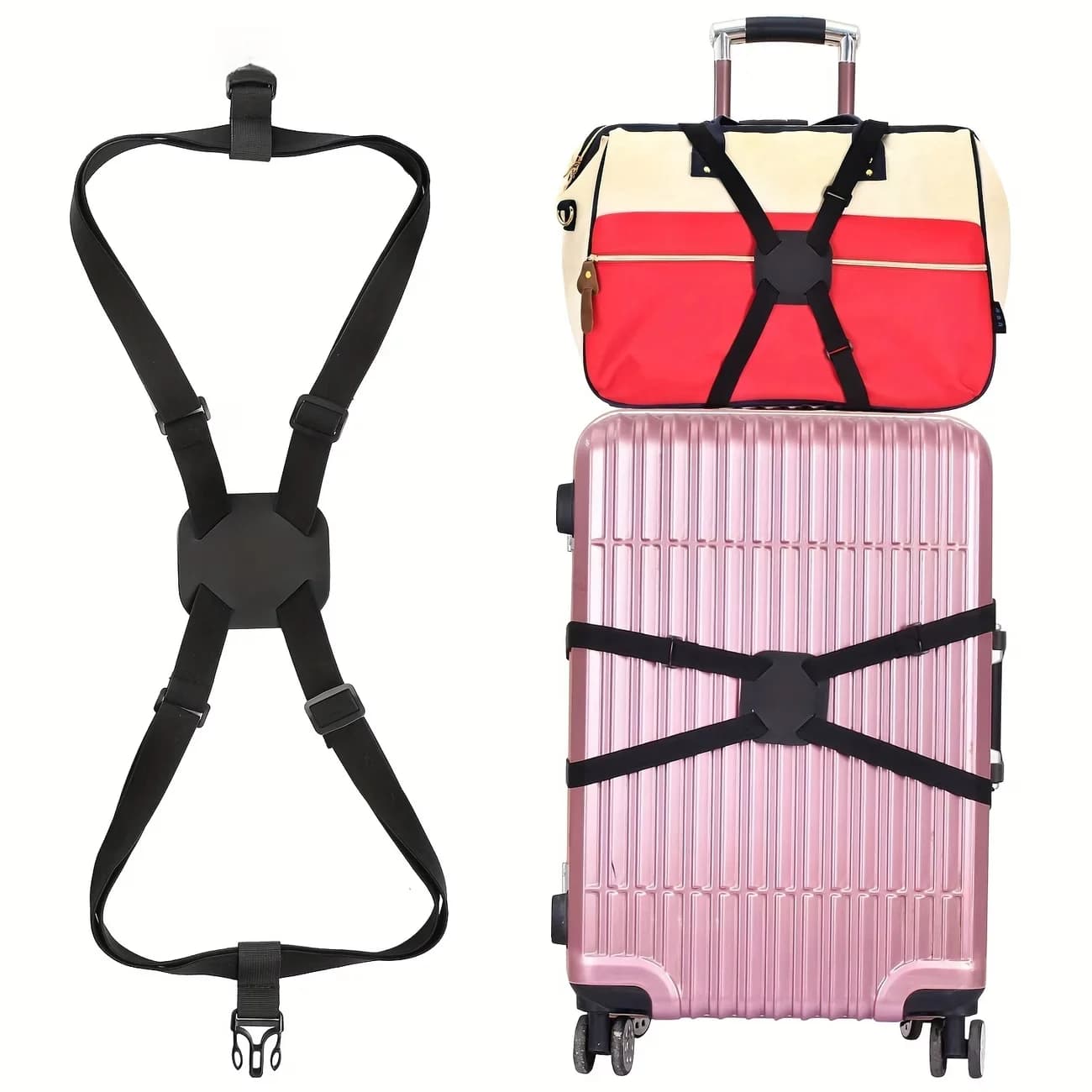 1 Pc Add‑a‑Bag Travel Strap for Suitcase, Elastic Bungee Luggage Belt, Adjustable