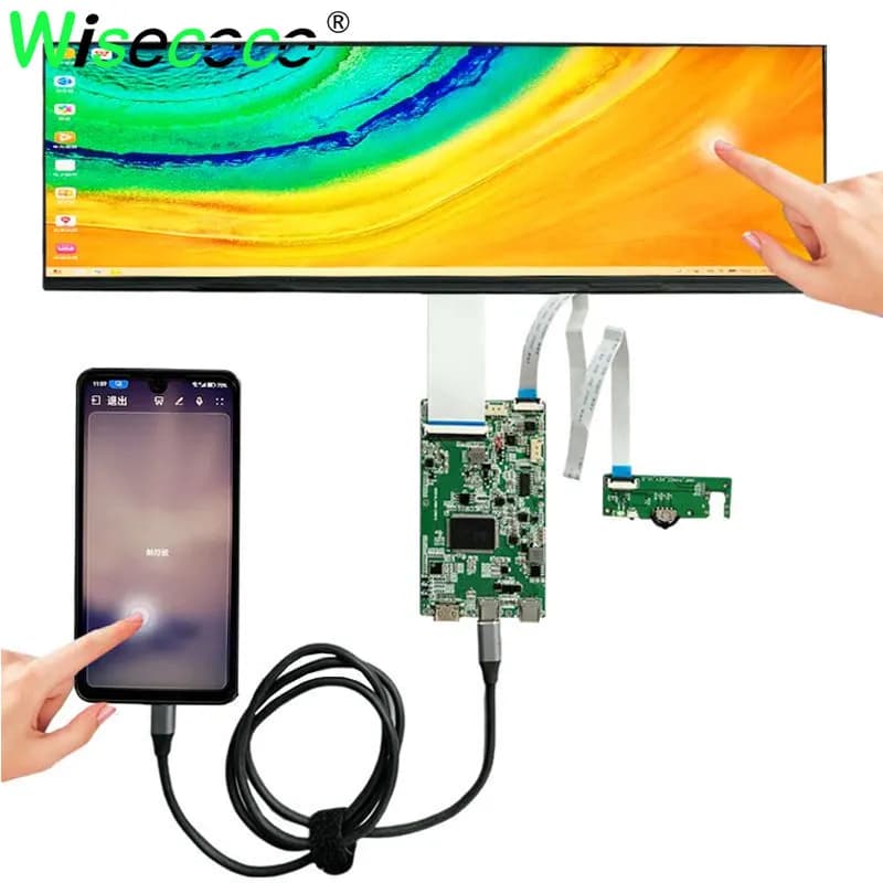 Wisecoco Display LCD a barra allungata da 14.5 pollici IPS 2560x720 pannello LCD a striscia lunga 2K Touchscreen capacitivo USB-C scheda Driver
