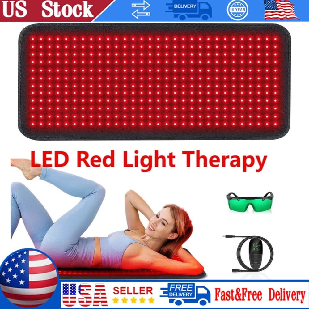 Nuovo tappetino per terapia a luce rossa LED, tappetino per terapia a luce infrarossa per alleviare il dolore a schiena, vita, ginocchia e articolazioni, tappetino a LED a infrarossi per tutto il corpo