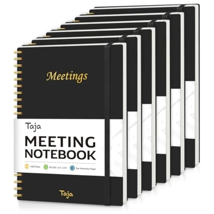 Quaderno per riunioni e organizzazione del lavoro - Agenda per la pianificazione del lavoro con elenco delle azioni e agenda per prendere appunti, 160 pagine, formato 6.
