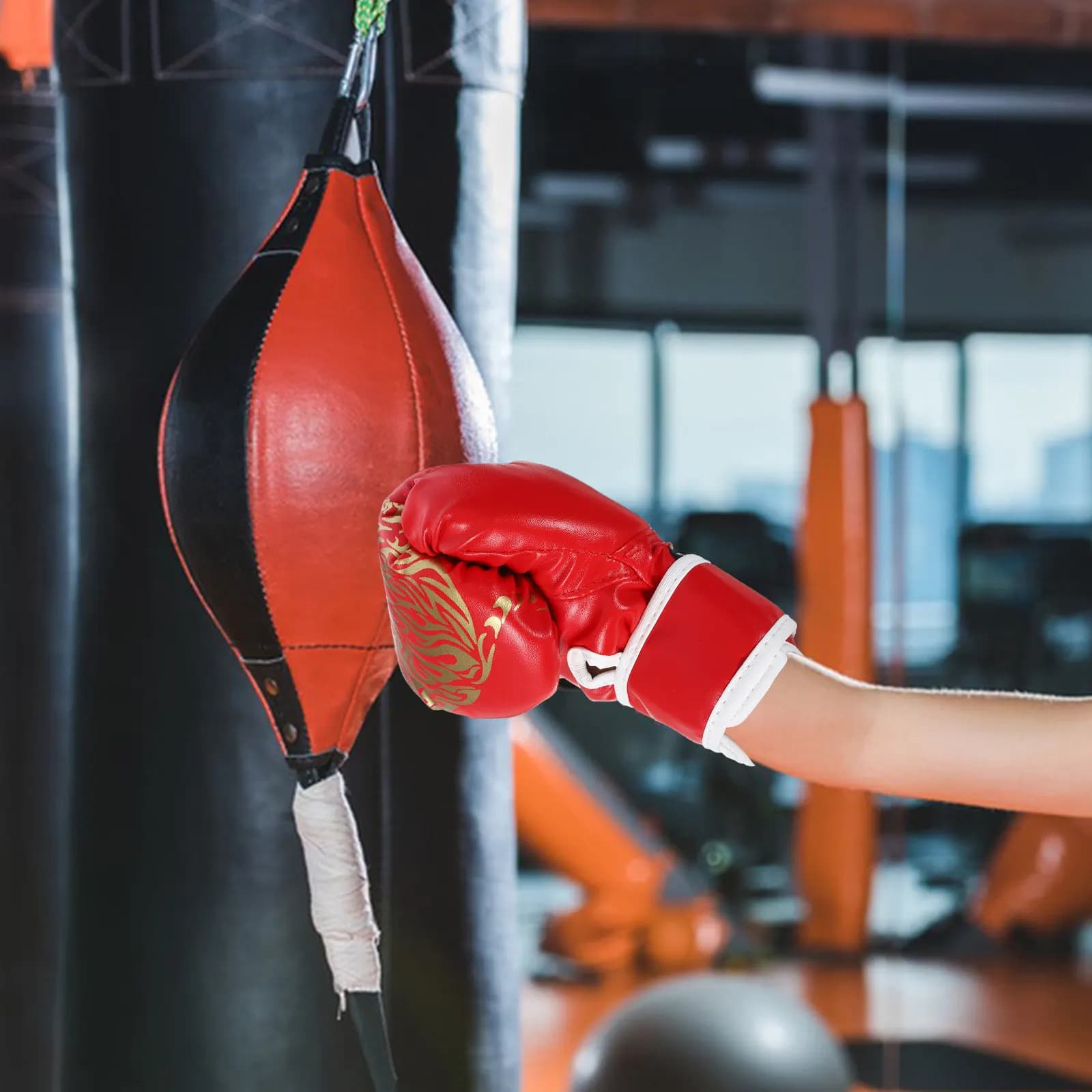 Guantoni da Boxe per Bambini 6oz Rossi con Tigre Cartoon, Resistenti in PU, per Allenamento Kickboxing e Combattimento in Palestra