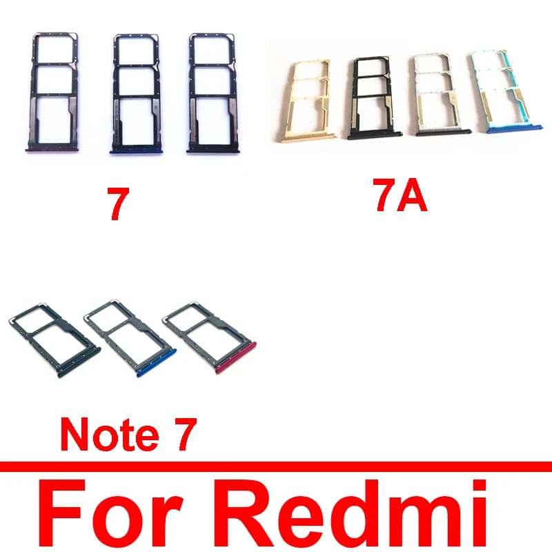 Adattatore per supporto vassoio scheda SIM di memoria per Xiaomi Redmi 7 7A Lettore di schede SIM per parti di ricambio per riparazione presa slot Redmi Note 7