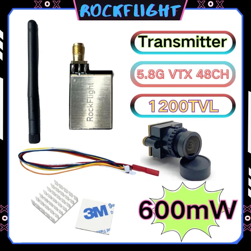 VTX 5.8 GHz 48CH 600 mW video transmitter with CMOS 1200TVL NTSC/PAL switchable fpv camera for long-range FPV racing drone