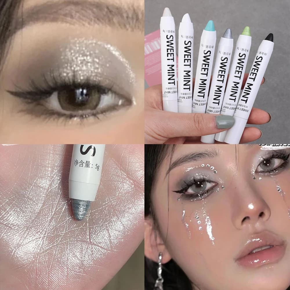 Eyeliner White Glitter Umbrella Stick Eyeliner Pen Glossy Black Blue Green Silver Eyeliner Pen for Eyeliner Make-up Enlighten silk kiss