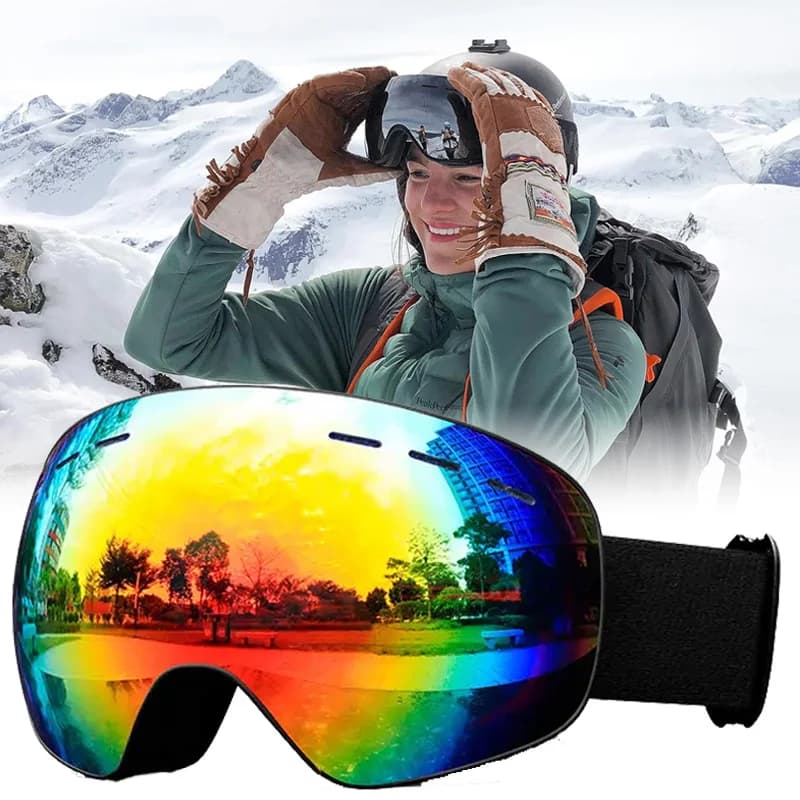 Occhiali da sci premium Antiappannamento Protezione UV Lente ampia per snowboard Sci Sport all'aria aperta Unisex Comfort Fit Intercambiabili
