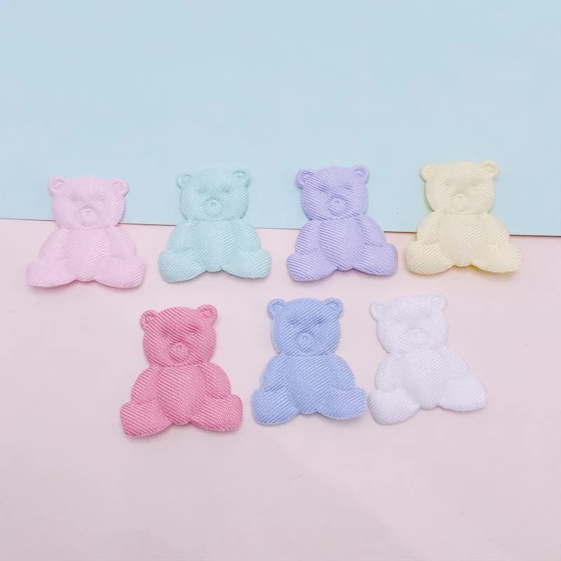 80Pcs 3*3CM Cut Bear Padded Appliques For Bow And Baby Clothes Sock Hat Decoration DIY Headwear Accessories Patches