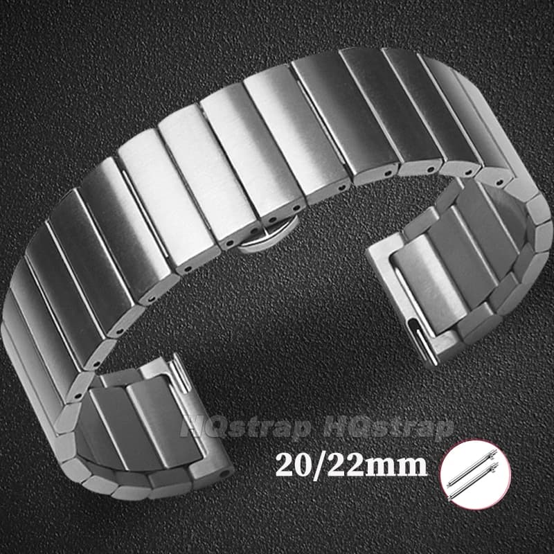 Cinturino per orologio in acciaio inossidabile massiccio 20mm 22mm cinturino in metallo doppia pressione fibbia a farfalla braccialetto in argento per uomo donna cinturino