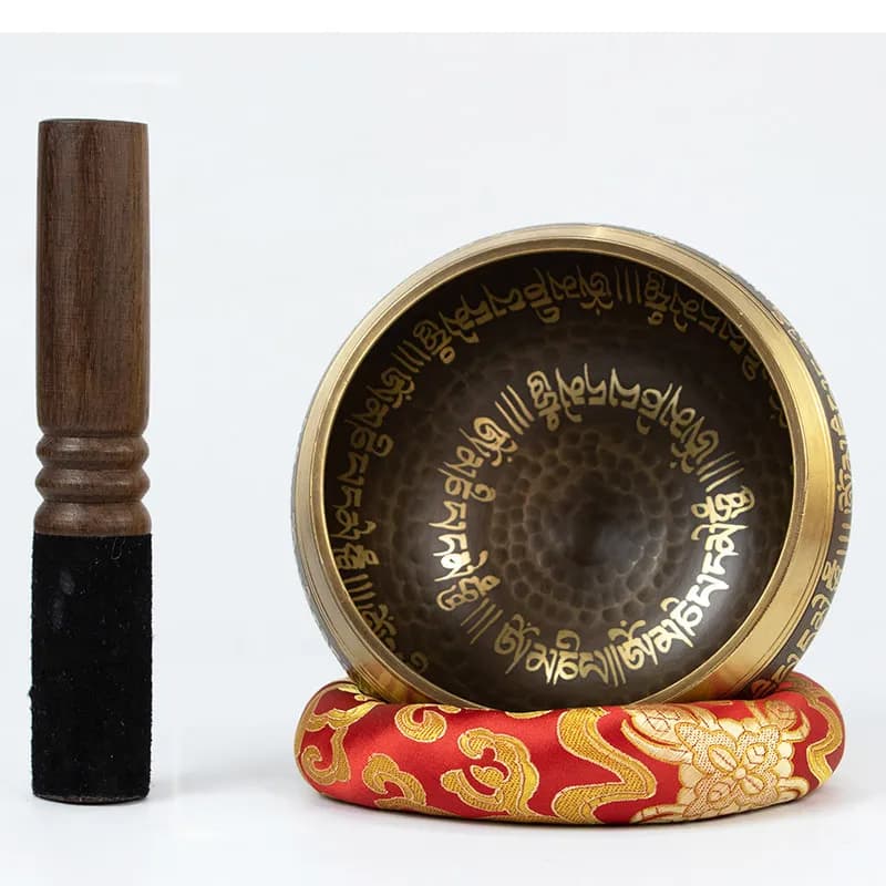 Nepal Handmade Buddha Tone Bowl with Sanskrit Mantra Engraving Yoga Singing Bowl