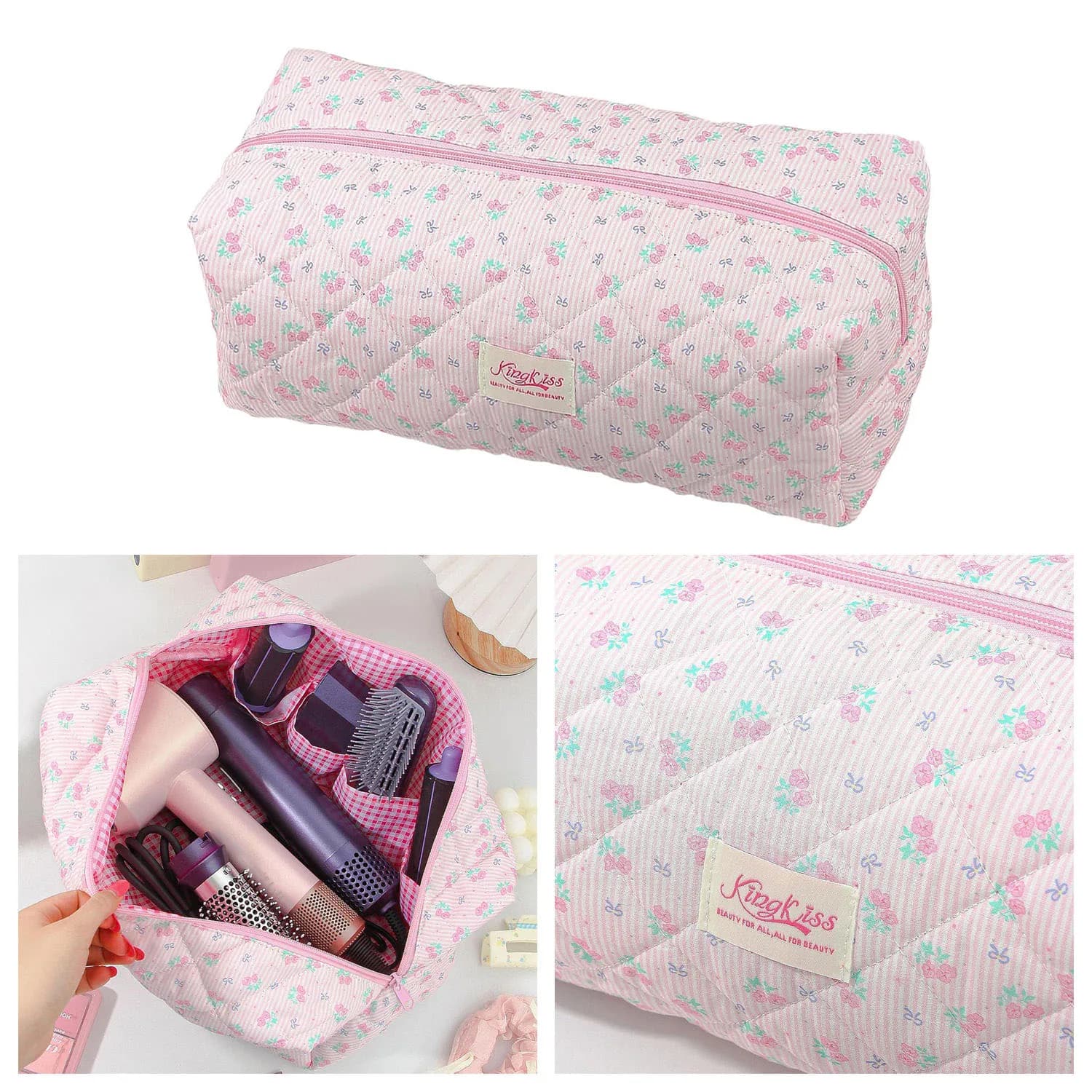 Travel bag 34x14cm compatible with Dyson Airwrap, Dyson hairdryer and accessories case, travel organizer