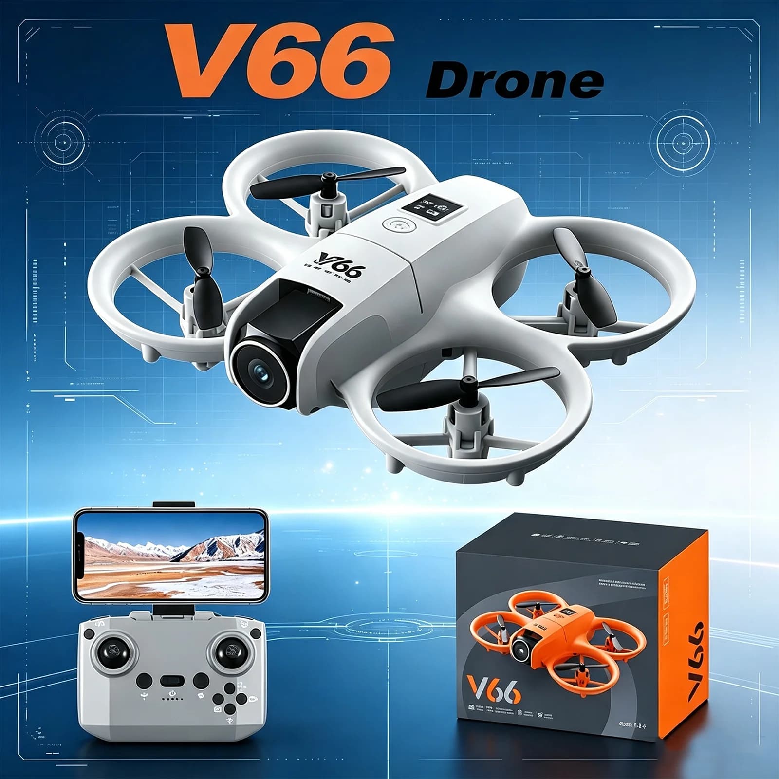 V66 Mini Drone Professional HD Camera 180° Lens Aircraft WiFi FPV Dron Optical Flow Hovering Foldable Quadcopter Toy Kid Gifts