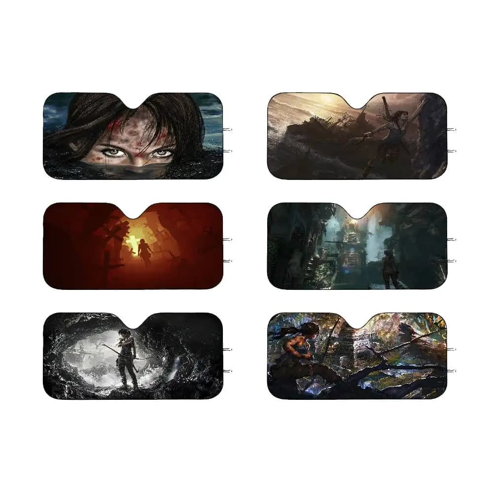 Parasole per Auto Lara Croft di Tomb Raider, Protezione Solare Pieghevole per Parabrezza, Copertura Retrattile Anti-UV per Auto