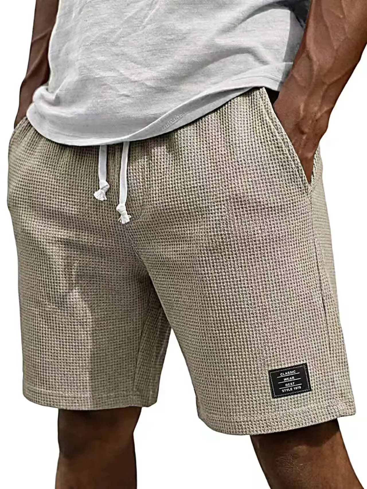 2026 Summer New Men Waffle Comfortable Leisure Sports Shorts Loose Outdoor Cycling Camping Hiking Mountaineering Shorts Male