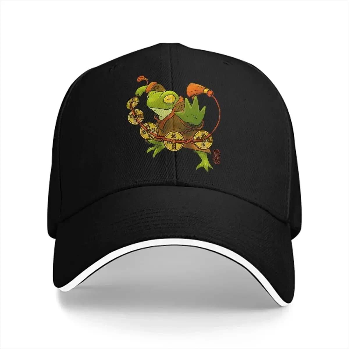 Lucky Coins Berretti da baseball unisex Berretto con visiera Divertenti cappelli parasole per animali rana per uomo donna