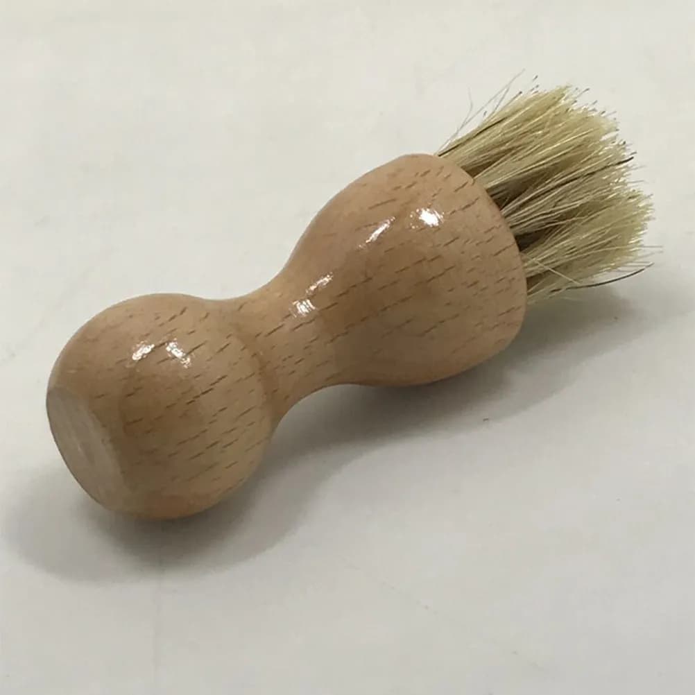 Set di 2 spazzole per la pulizia delle scarpe in pelo di maiale di alta qualità, manico in legno di betulla, setole robuste inodore, portatili e leggere, per stivali e scarpe da ginnastica