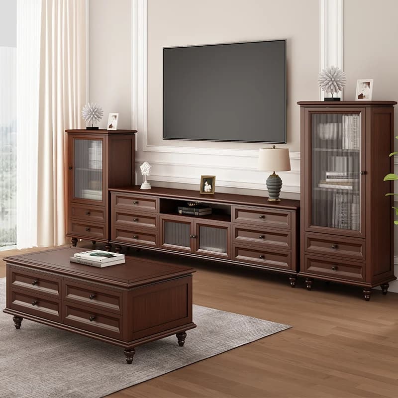 TV cabinet with American display, luxury design, wall monitor, entertainment, TV table, living room, universal furniture
