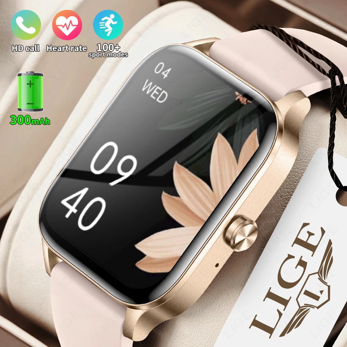 LIGE Fashion Smart Watch BT Chiama Quadrante personalizzato Bracciale di lusso in vetro curvo Monitor sanitario da donna Orologio regalo da donna Smartwatch da uomo