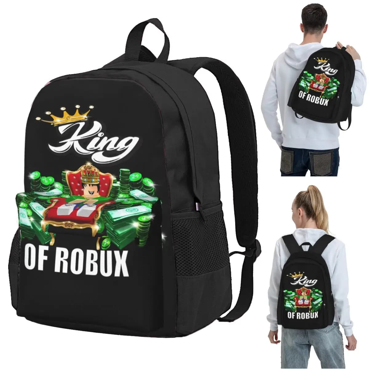 Blox King Of ROBUX Boy VR Game Backpack Student BookBag Borsa da scuola per bambini Borse a tracolla per laptop per ragazzi e ragazze