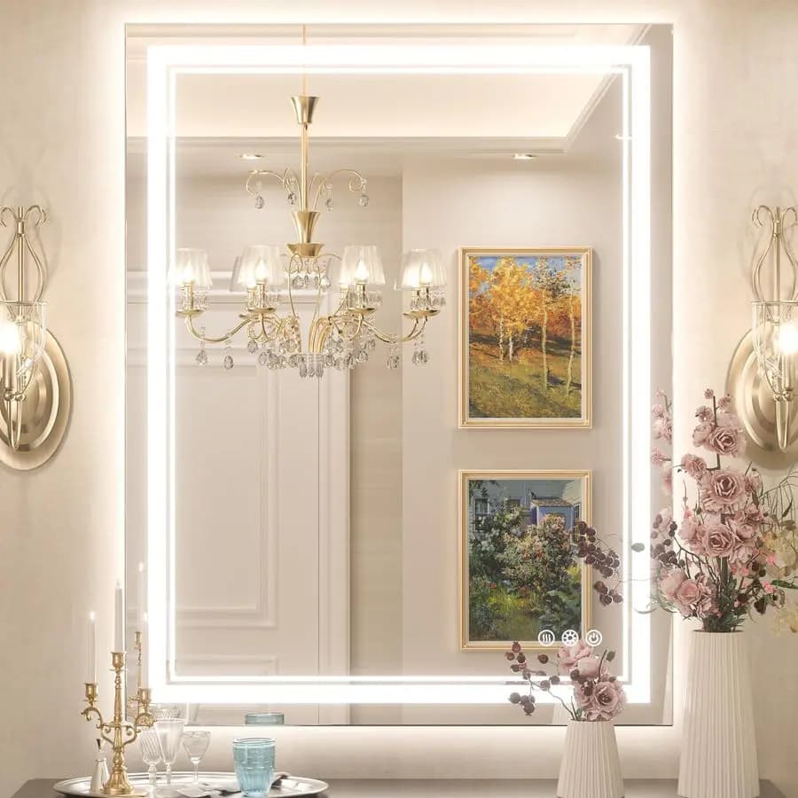 Specchio da Bagno a LED con Luce, 28x36 Pollici, Retroilluminato e Illuminato Frontalmente, Specchio da Parete Dimmerabile con 3 Temperature di Colore, Certificato UL