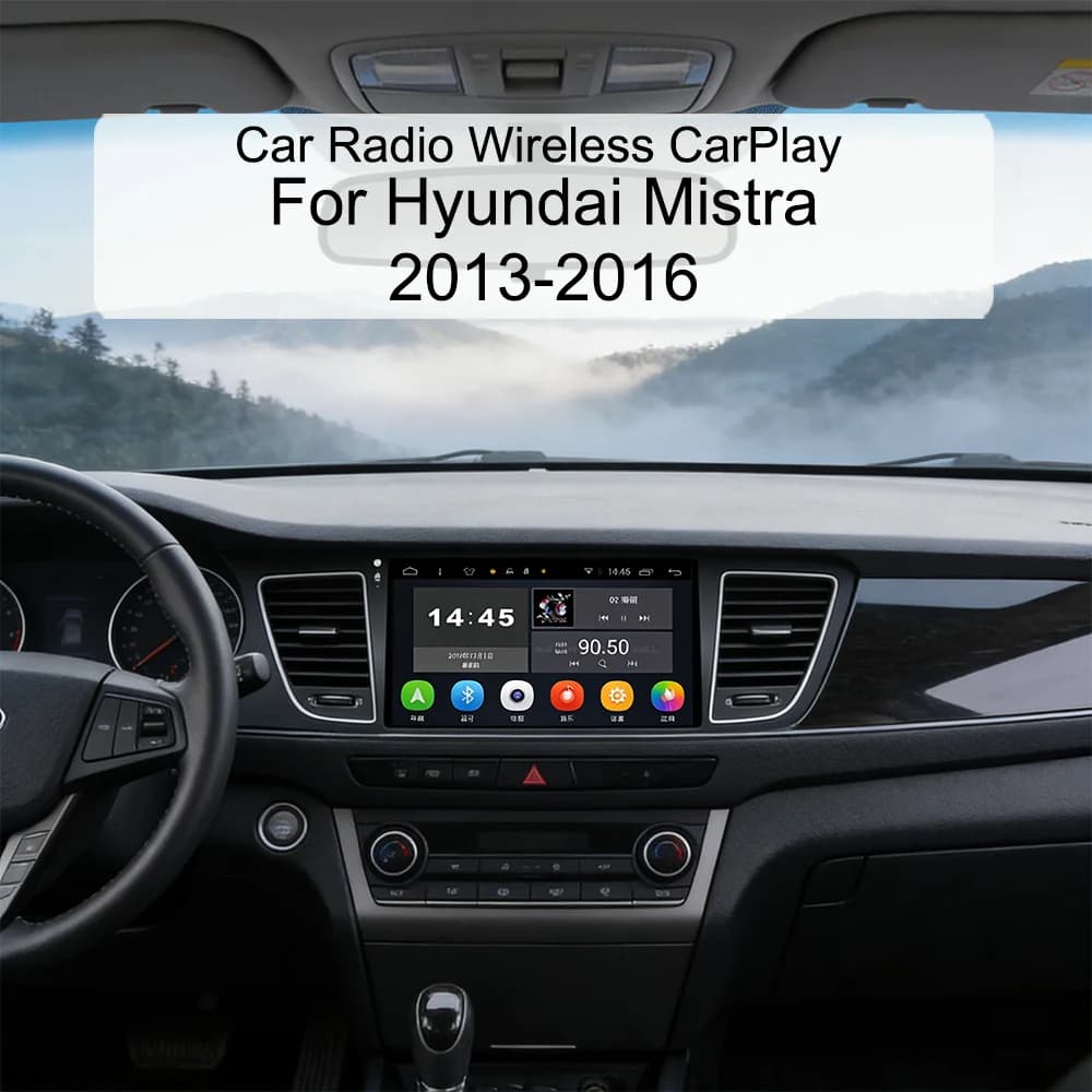 Autoradio 10.1" per Hyundai Mistra 2013-2016 con display IPS, CarPlay wireless, Android Auto, 4G, WiFi, GPS, stereo e navigatore.