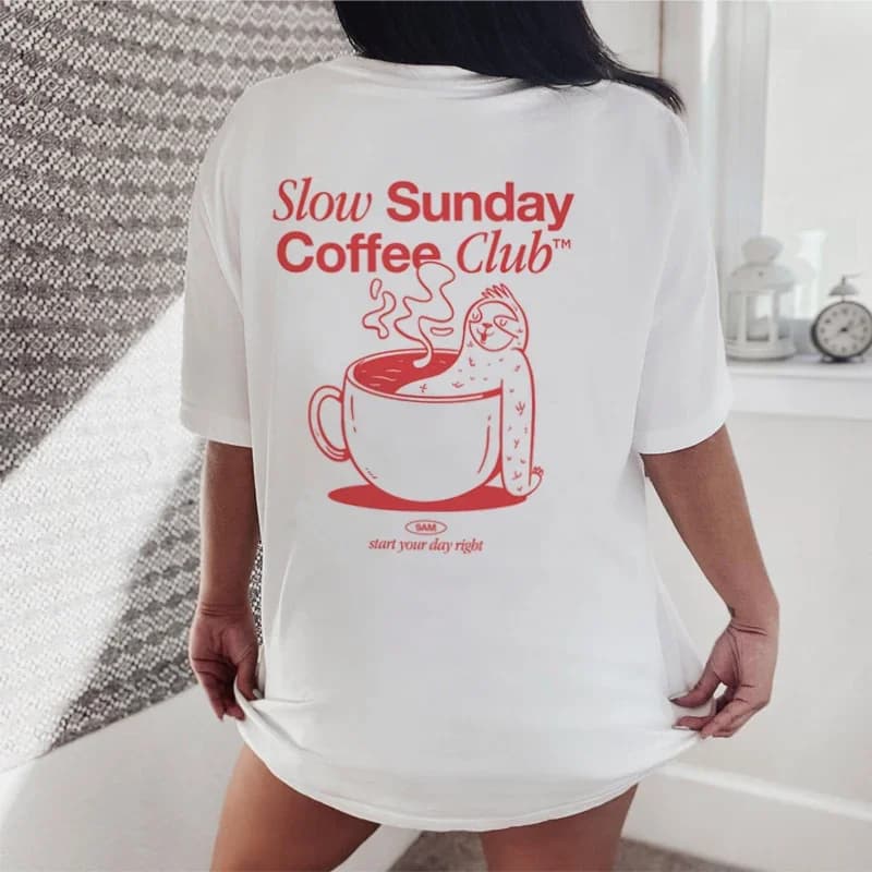 Donne Retro Funny Coffee Club T-Shirt Hippie Cute caffeina T Shirt oversize Streetwear Graphic Tees Unisex Summer Tops Gifts