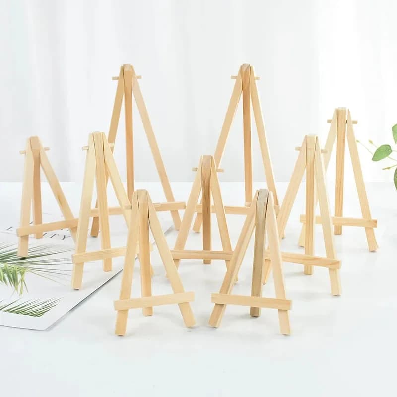 10 pieces mini wooden stand frame triangle table display wedding table support for children paper painting craft artist tripod