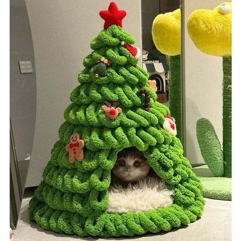 Christmas Tree Cat Nest DIY Material Packaging Carton Homemade Dog Nest for Autumn and Winter Warmth, Four Seasons Universal Sup