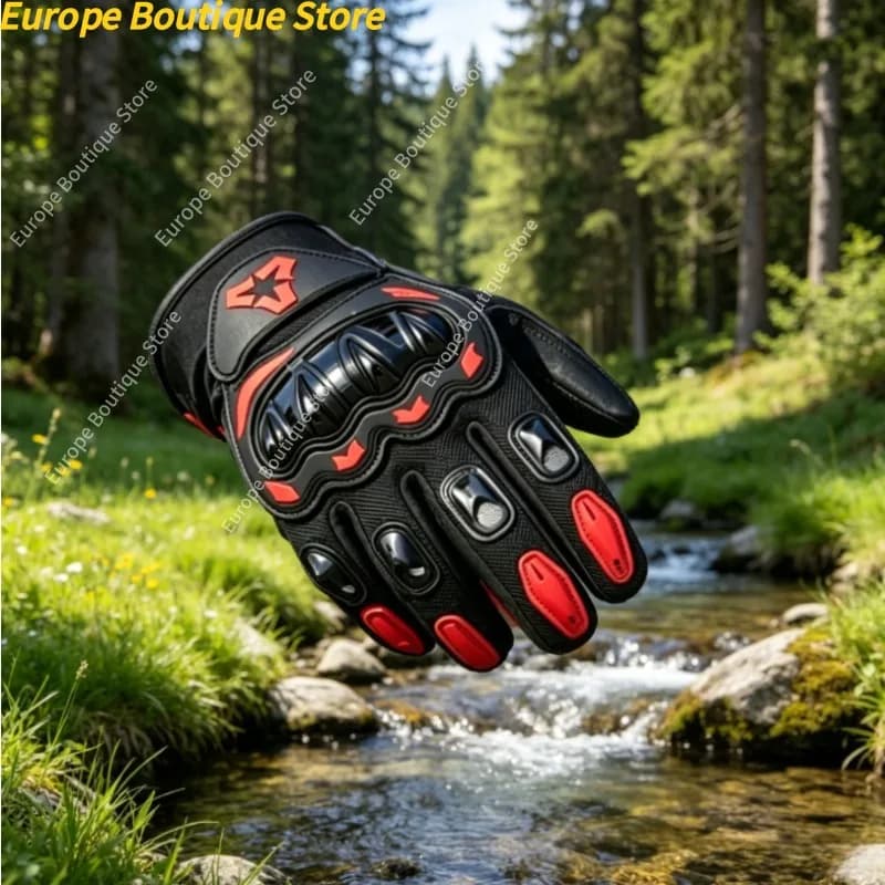 Anti Slip Anti Fall 4 Seasons Full Finger Motorcycle Gloves Touch Screen Breathable Riding Equipment For Men Biker