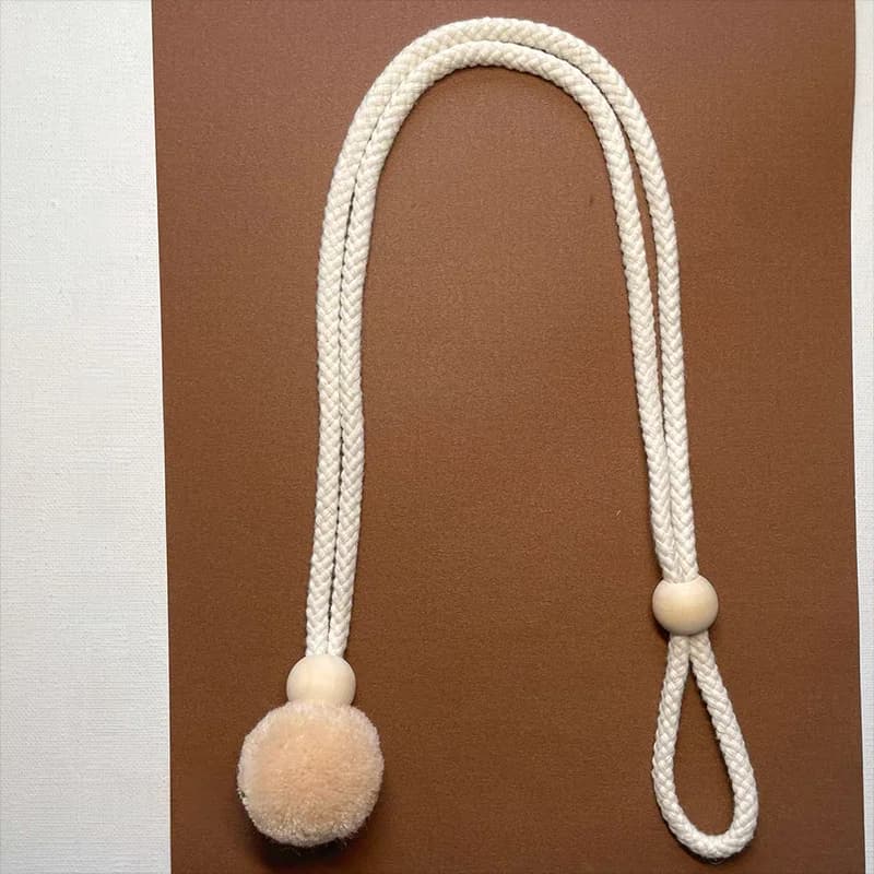 Cinghia per tenda con sfera di lana da 2 pezzi, cinghia per tenda, cinghia per tenda, sfera appesa, cinghia per tenda regolabile