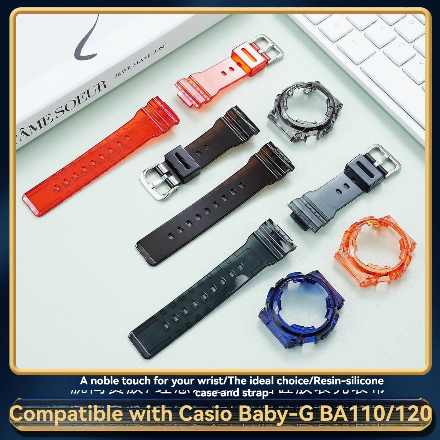 DIY Mod Kit Women's Watch For Casio BABY-G BA110 BA120 BA130 BA140 Resin Rubber Strap Case Set Replacement Watch Band and Shell