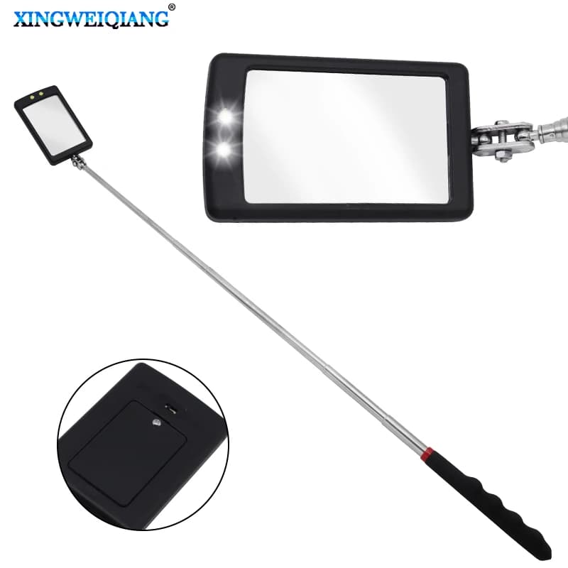 Endoscopio per telaio automobilistico 360 ° Specchi telescopici Angolo LED Ingrandimento della luce Specchio di ispezione Strumenti di rilevamento riparazione auto