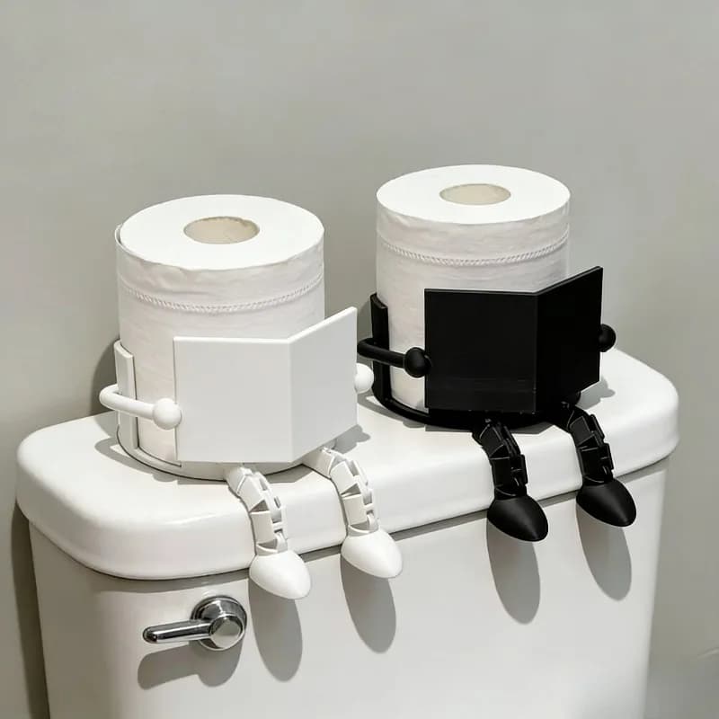 3D‑Printed Creative Toilet Paper Holder, No‑Drill Desktop Storage Decor for Bathroom