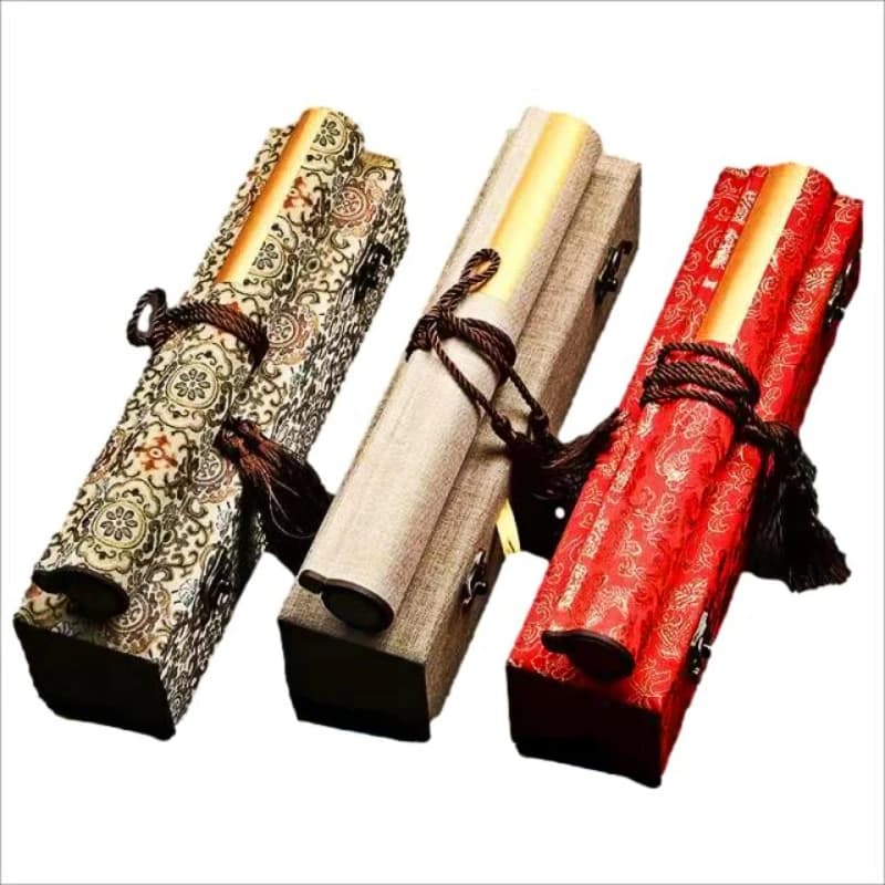Blank Xuan Paper Drawing Axis Batik Calligraphy Xuan Paper Papel Arroz Chinese Sandalwood Bark Half Ripe Rice Paper Scroll Set