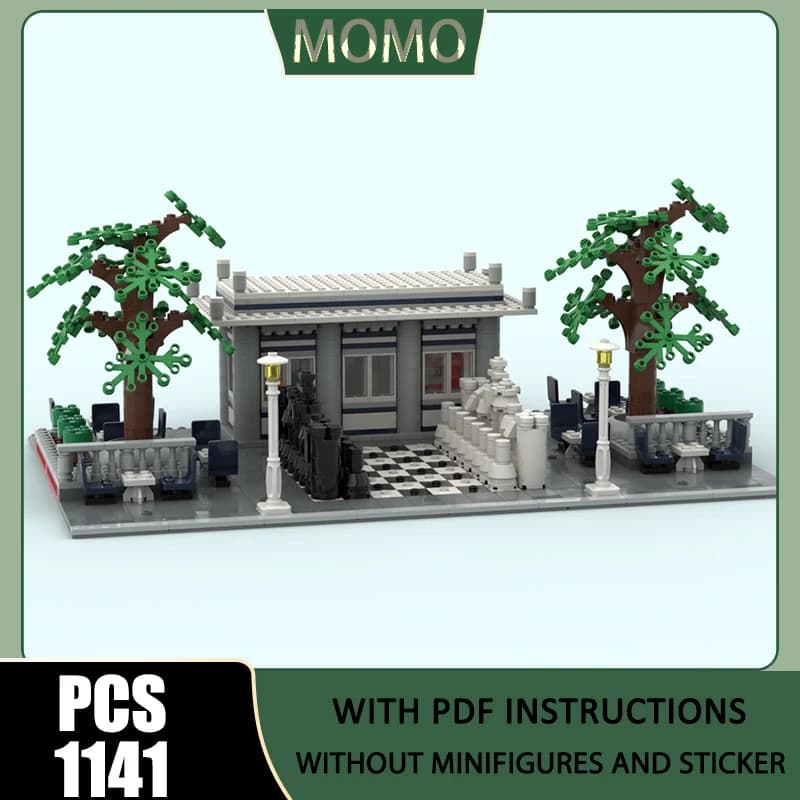 Street View Moc Building Bricks Modular Park with Chess Set Model Technology Blocks Christmas Toy DIY Assembly Construction Gift
