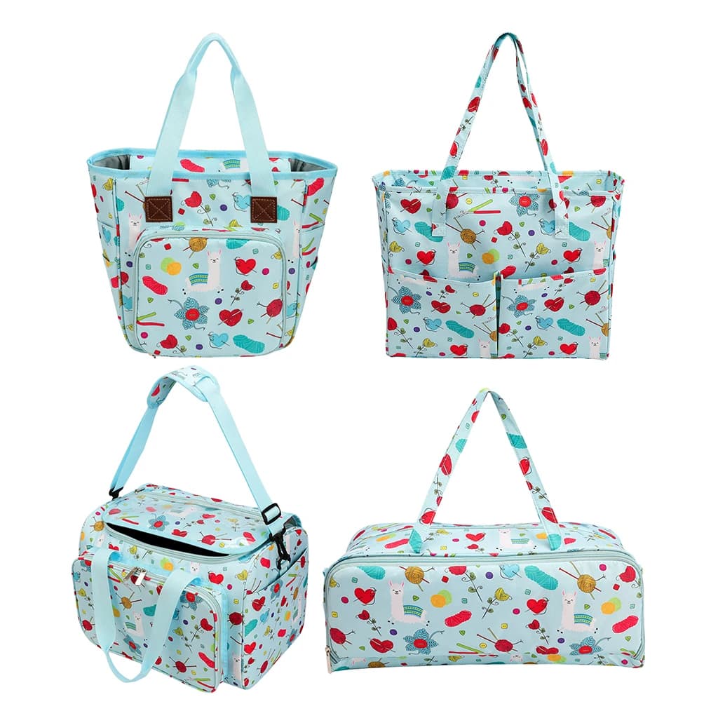 Borsa Grande per Lavori a Maglia, Borsa a Tracolla per Uncinetti, Filati e Lana, Contenitore per Cucito