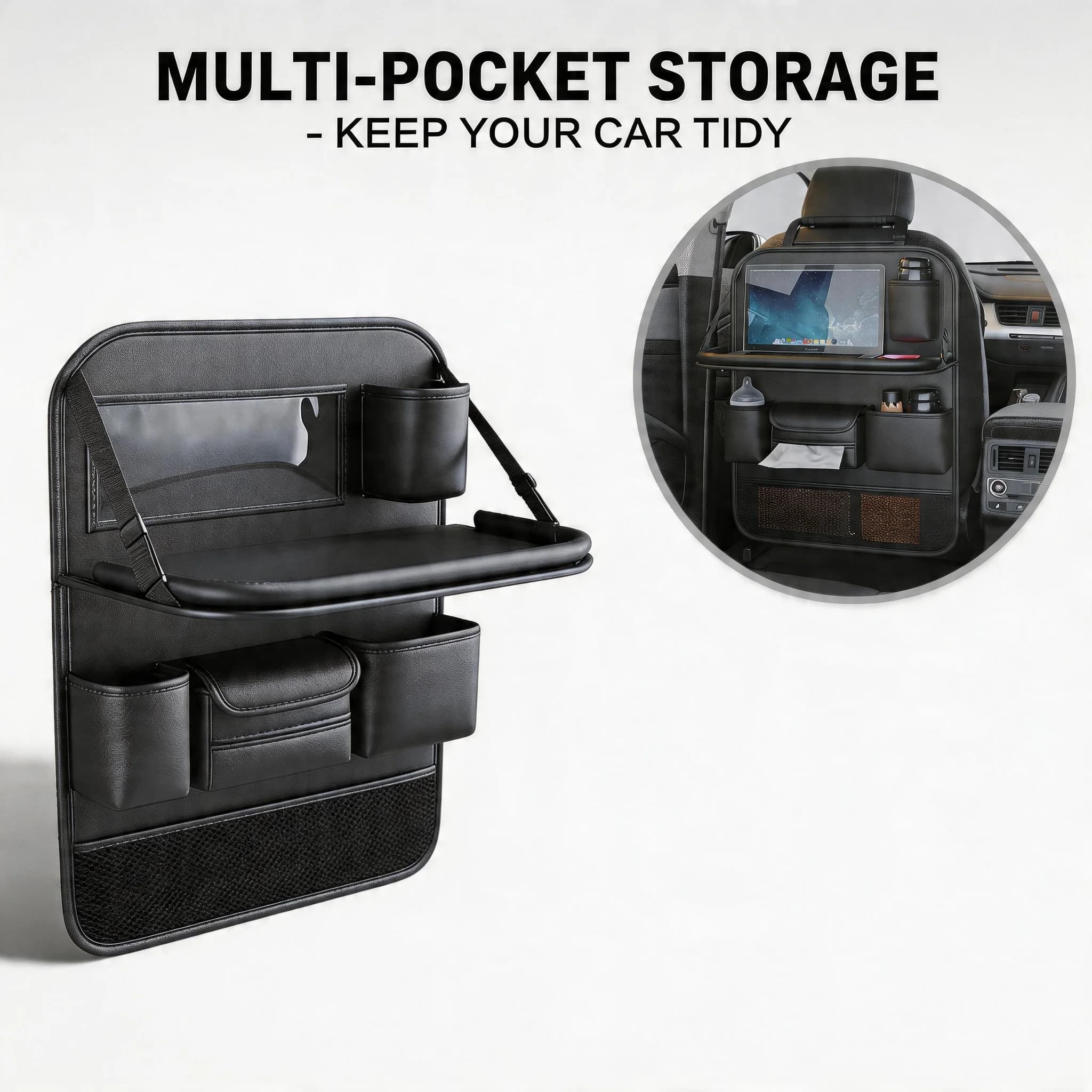 Organizer per Sedile Posteriore Premium in Pelle PU Impermeabile, Tasca Posteriore per Auto con Porta Tablet Antimacchia, Accessorio Auto