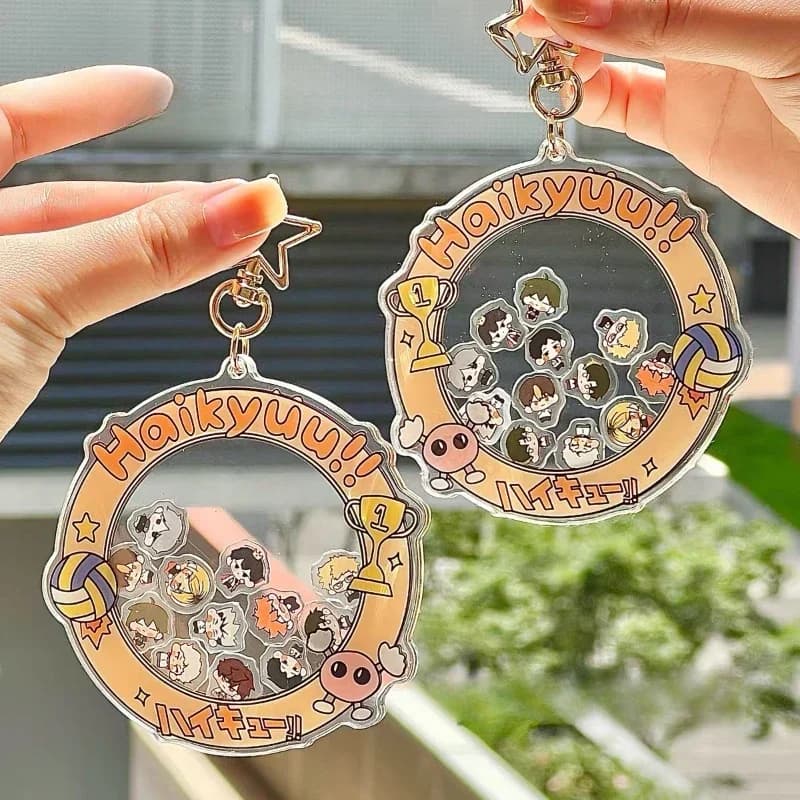 Anime Haikyuu!! Portachiavi in Acrilico con Action Figure, Divertente Ciondolo Scuotibile per Zaino, Decorazioni e Regali di Compleanno