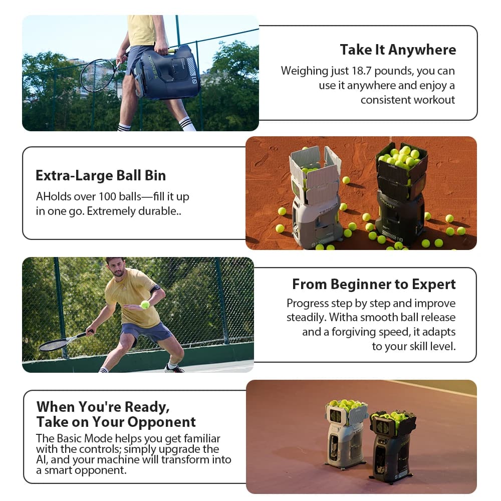 2026 New Design AI Tenniix Tennis Ball Shooting Machine Visual Tracking AI Coach Tennis Ball Laucher Tennis Robot