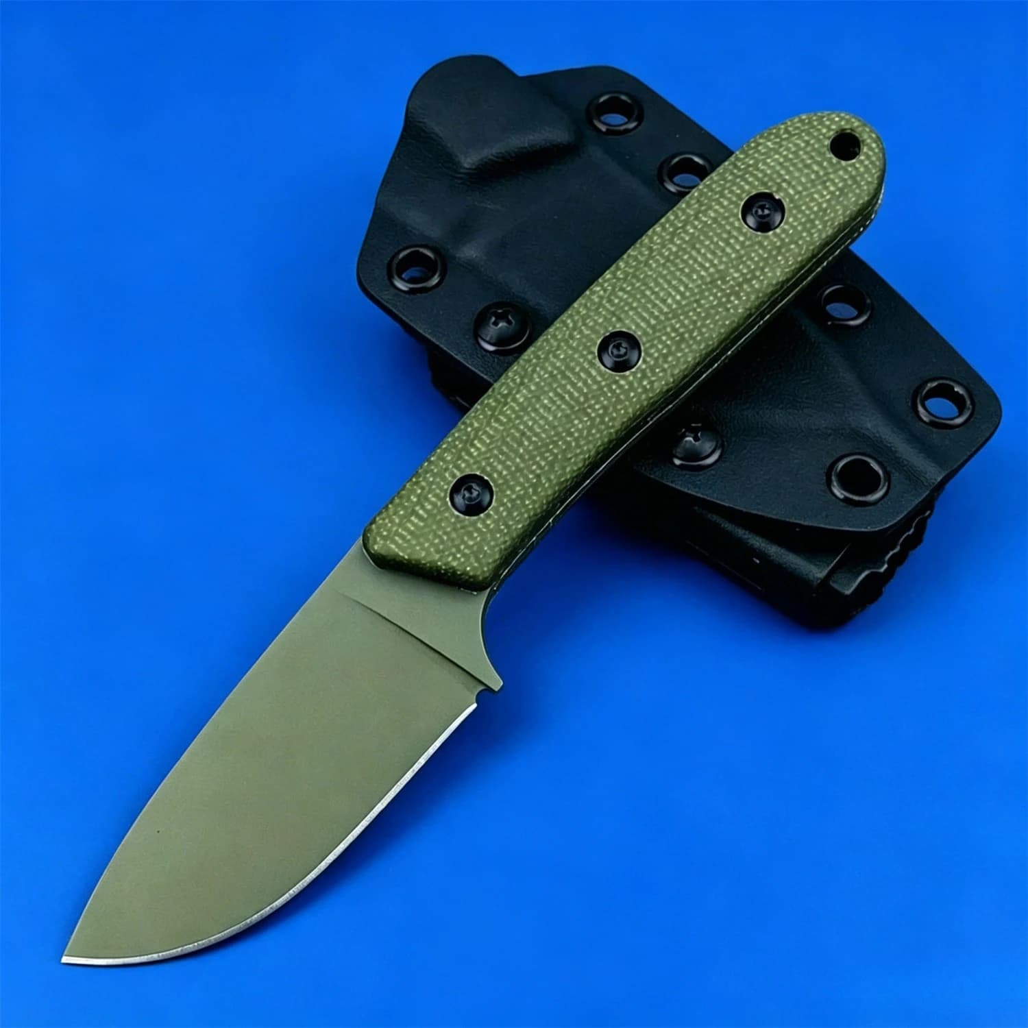 Full Tang Fixed-Blade Outdoor Knife, D2 Steel, Micarta Handle, Daily EDC & Kitchen Use Multipurpose Cutting Tool with Sheath