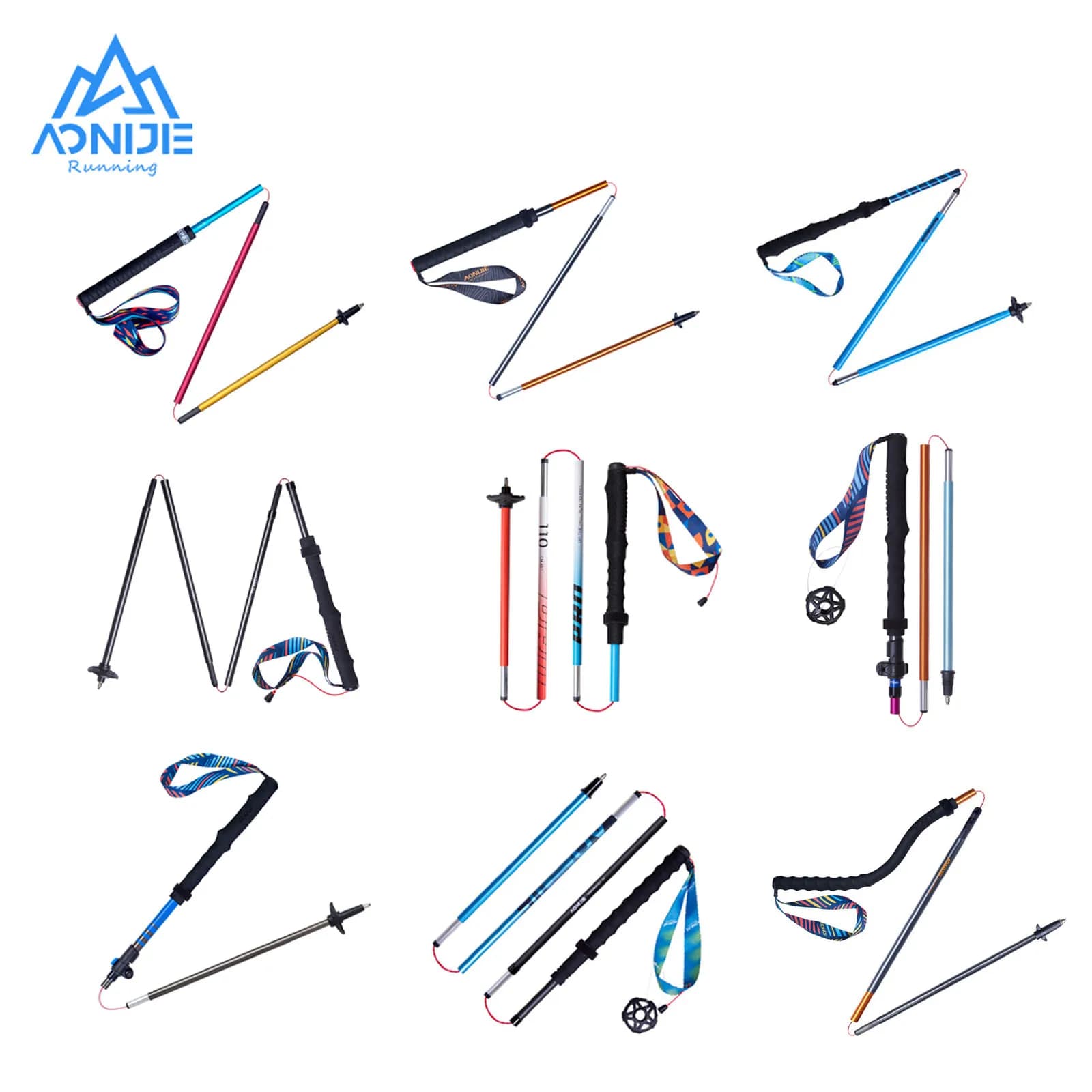 2 pcs AONIJIE all kinds of hiking Trekking Pole Ourdoor camping walking sticks that synthesize 110cm 120cm 130cm