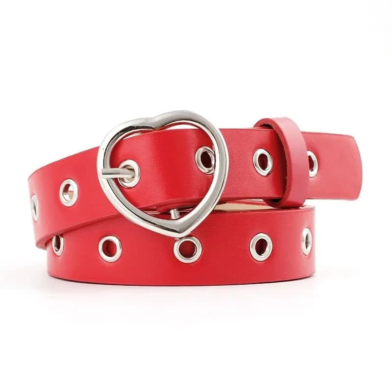 Women's Black Belt New Fashionable Simple Belt Jeans Embellished by Dopamine with Love Buckle Student Style Insf