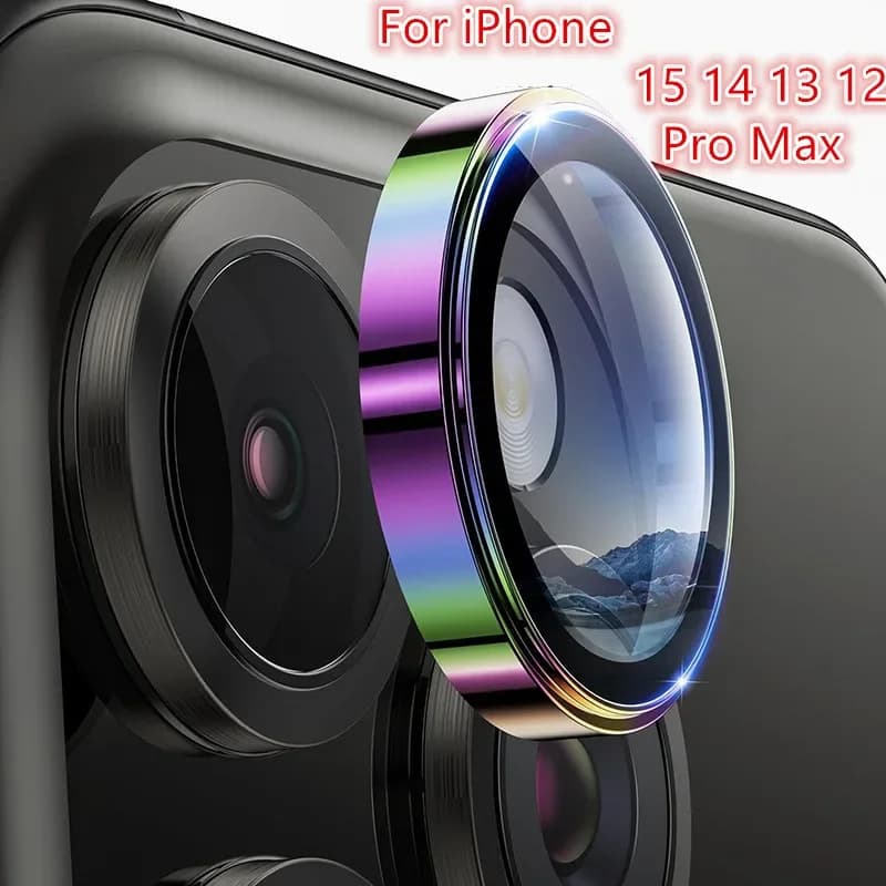 2-3 pezzi protezione dell'obiettivo della fotocamera in metallo per IPhone15 ProMax 14 13Pro 9H copertura della fotocamera in vetro temperato per obiettivo IP 15Pro colore originale