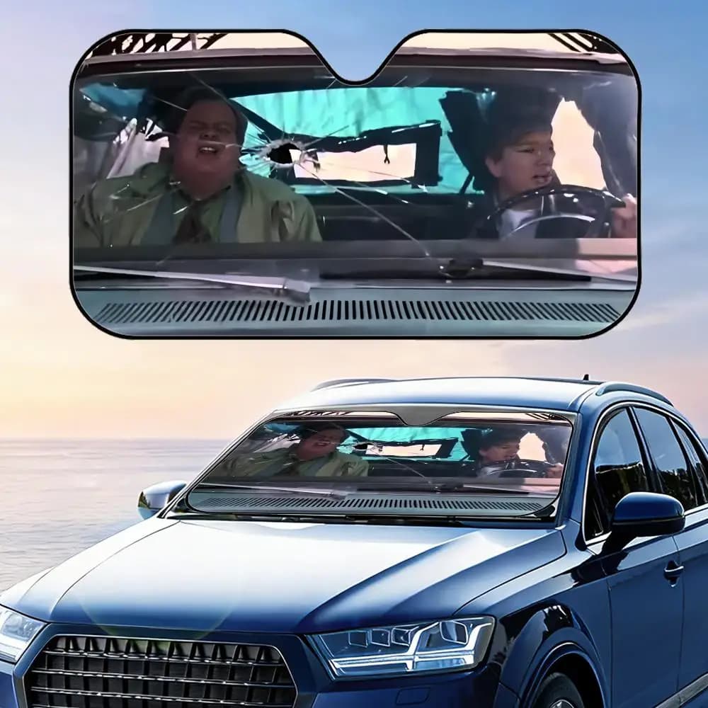 T-Tommy Boy Movie Parasole pieghevole per parabrezza dell'auto, protezione UV, isolamento termico riflettente, copertura riutilizzabile