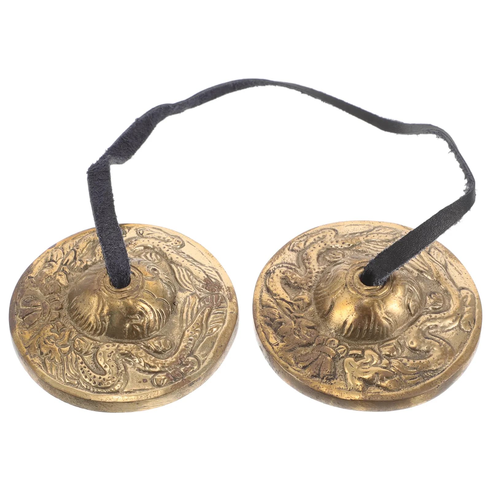 1Pair Nepalese Copper Finger Cymbals Tingsha Bell for Belly Dancing Yoga Spiritual Rituals Tibetan Ceremony Hand Percussion