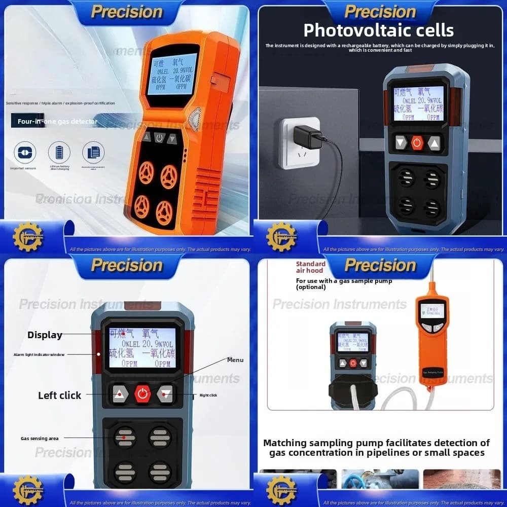 2026 Rilevatore di gas portatile quattro in uno per idrogeno solforato ossigeno monossido di carbonio e gas combustibili con pompa
