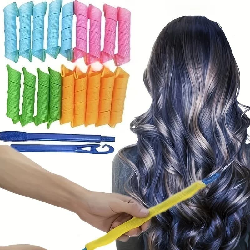 [Arricciacapelli Magici] Set di Arricciacapelli a Spirale Magici | Arricciacapelli Senza Calore per Capelli Lunghi e Corti, Strumenti Fai-da-Te per Acconciature Femminili