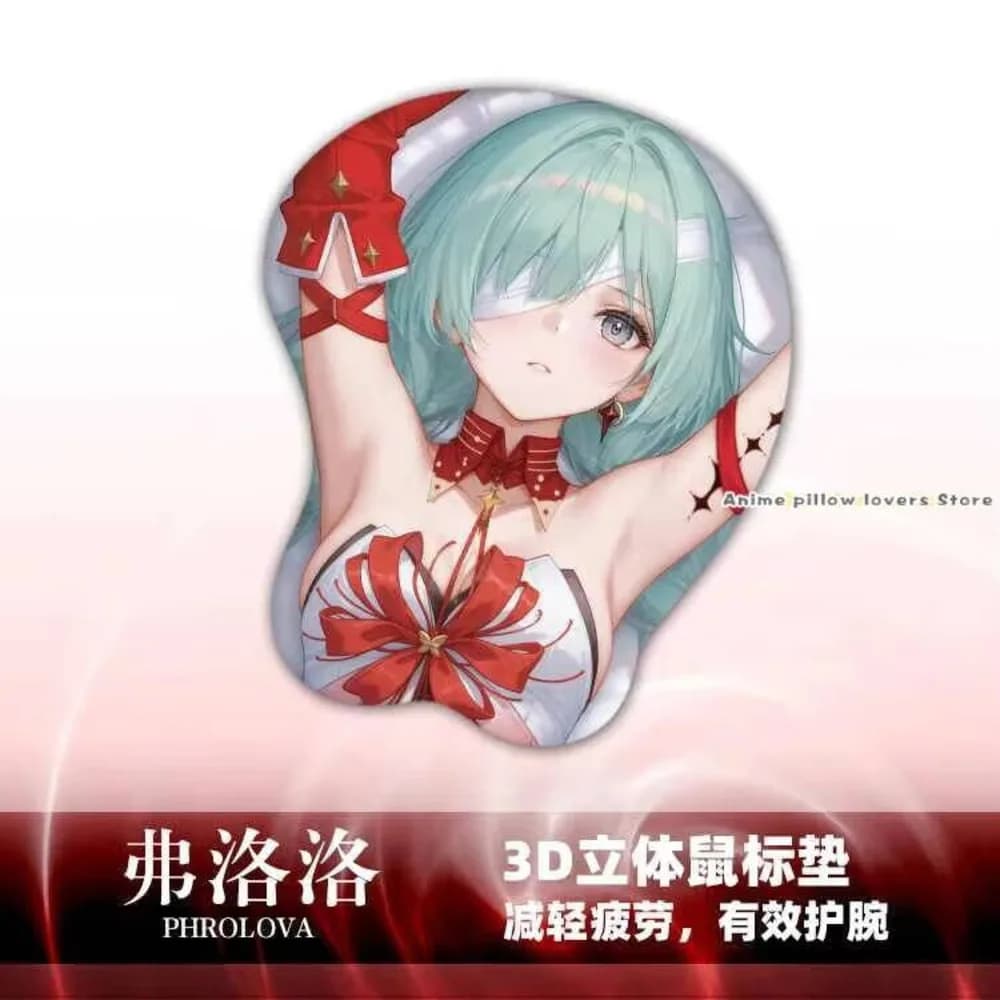 Tappetino per Mouse 3D in Silicone Anime Phrolova Wuthering Waves Sexy Girl con Poggiapolsi per Tastiera, Tappetino da Gioco per Desktop, Regalo